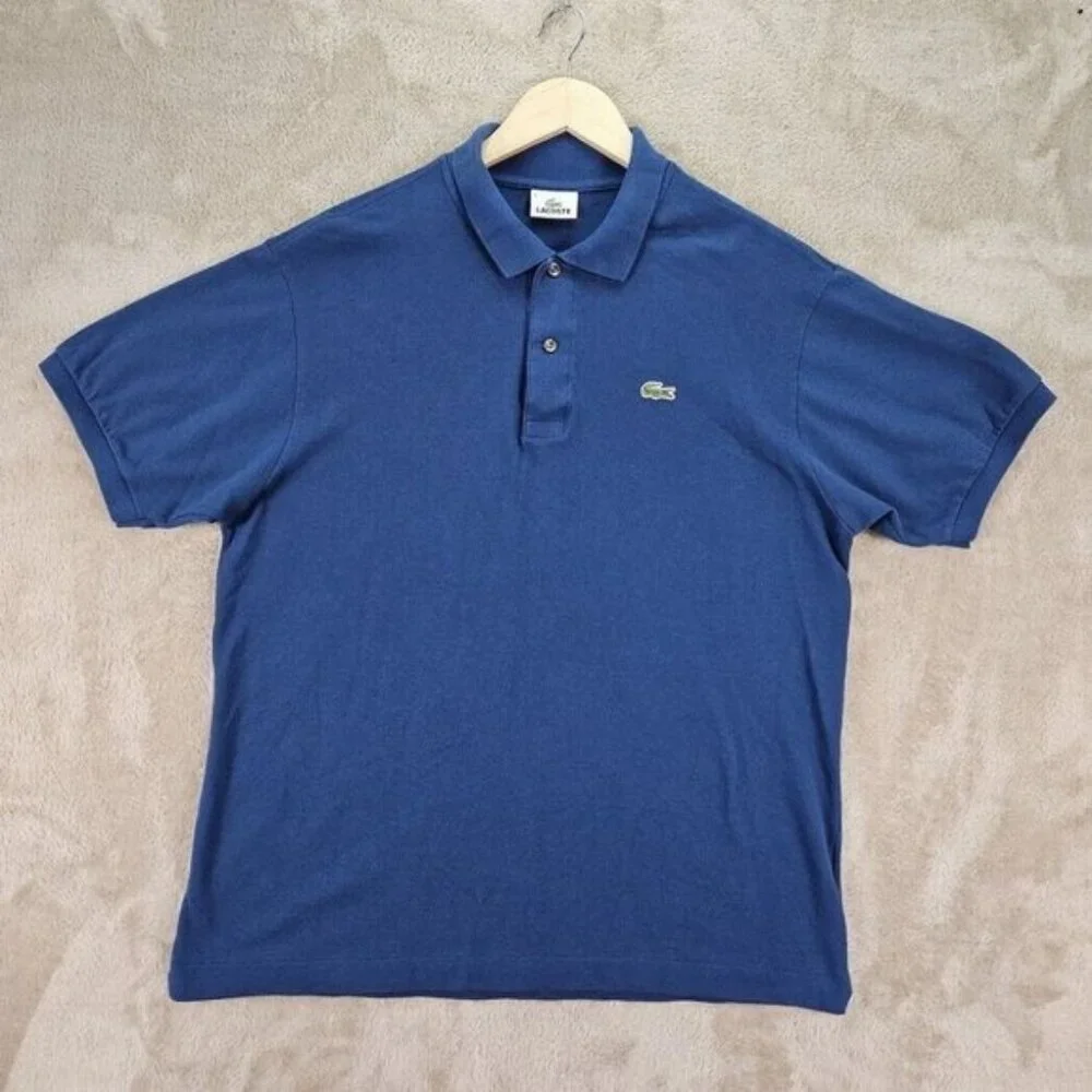 Lacoste Polo Shirt Crocodile Logo Blue 100% Cotton Short Sleeve Mens Size 6 Golf - Picture 1 of 10